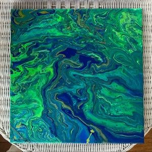 Pour painting (16x16” “marbled earth”)